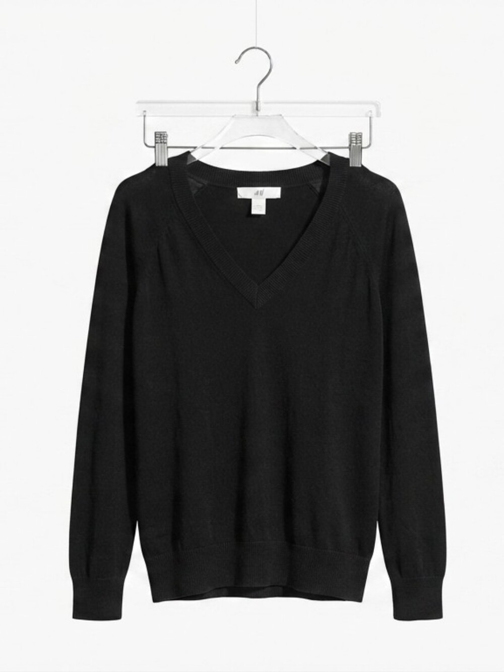 ​H&M Basics Women's Black V-Neck Long Sleeve Lightweight Pullover Sweater Size S